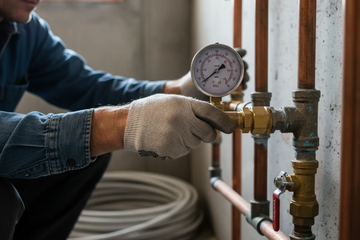 Pressure testing a repaired line during Water Line Repair in Wallingford